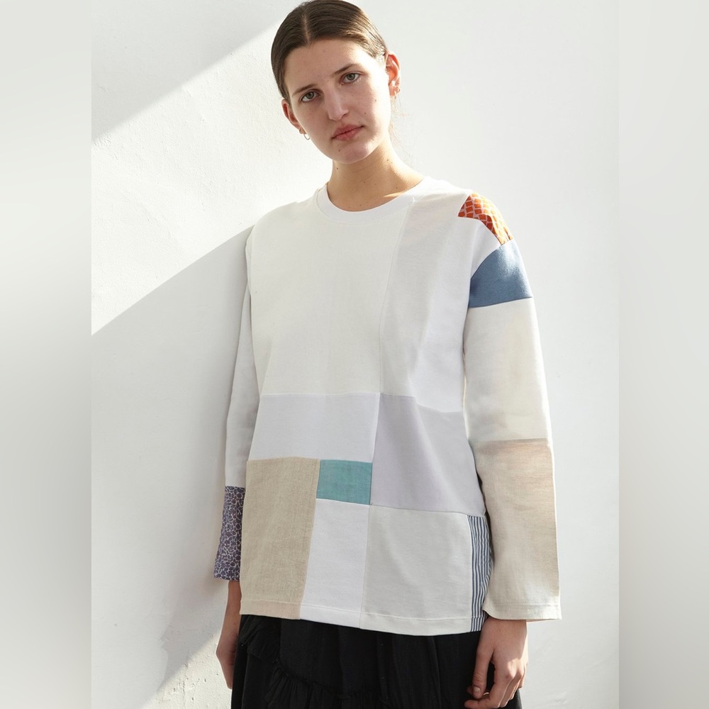CorrellCorrell patch recycle long sleeve tshirt in white unisex size L